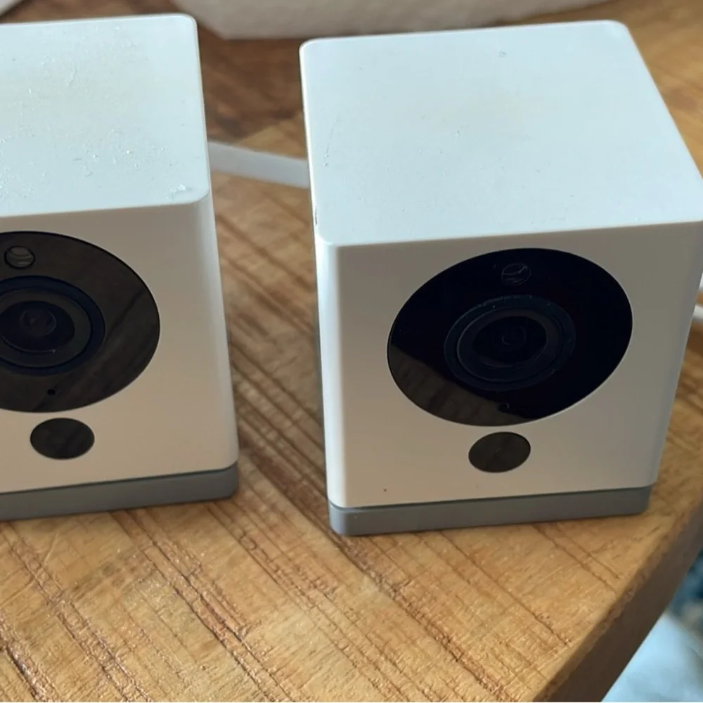 2 Wyze Indoor Wi‑Fi Cameras in White and Black